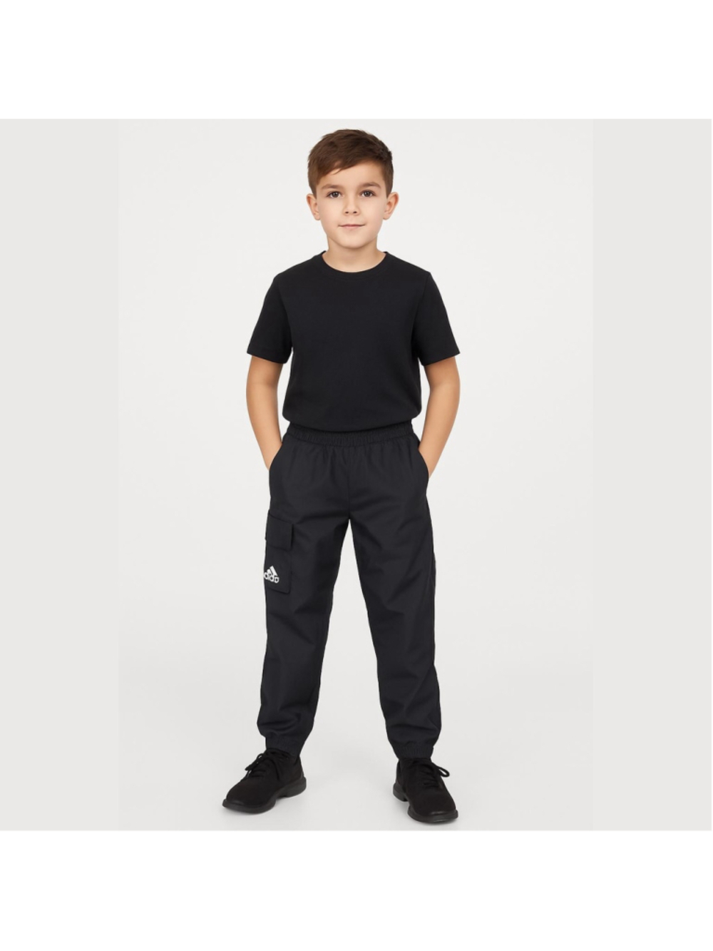 Adidas Boys Cargo Jogger Pants Black Youth 8 NWT